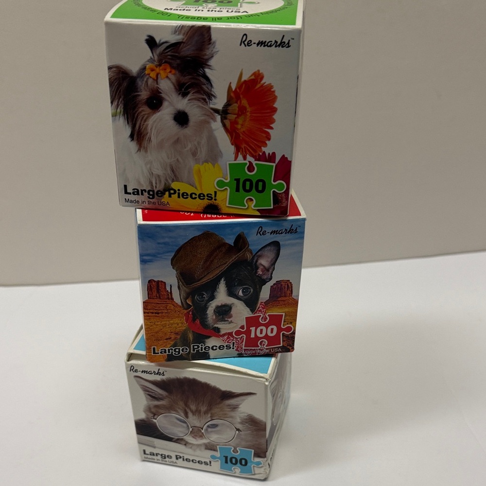 Re-marks Animal Puzzles, 3 - 100 Piece Puzzles